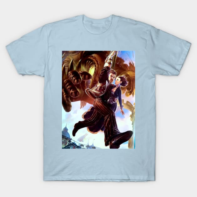 Songbird Grabbing Booker Bioshock Infinite T-Shirt by gruntcooker